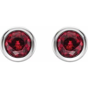 Round Bezel-Set Birthstone Stud Earrings