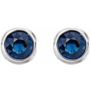 Round Bezel-Set Birthstone Stud Earrings