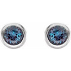 Round Bezel-Set Birthstone Stud Earrings