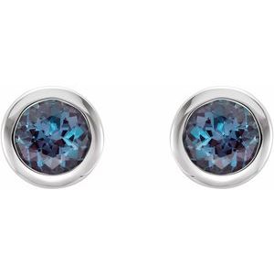 Round Bezel-Set Birthstone Stud Earrings