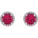 Round 4-Prong Halo-Style Birthstone Stud Earrings