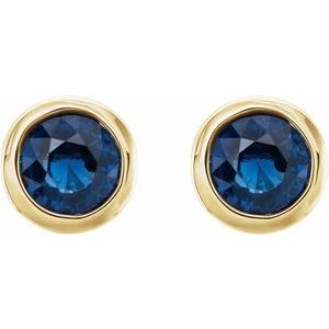 Round Bezel-Set Birthstone Stud Earrings