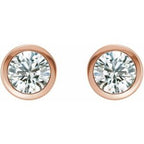 Round Bezel-Set Birthstone Stud Earrings