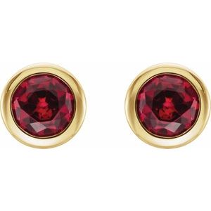 Round Bezel-Set Birthstone Stud Earrings