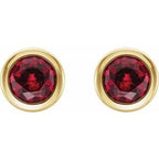 Round Bezel-Set Birthstone Stud Earrings