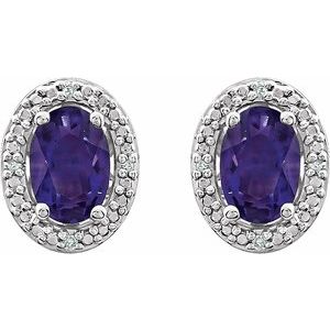 Oval 4-Prong Halo-Style Earrings