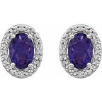 Oval 4-Prong Halo-Style Earrings