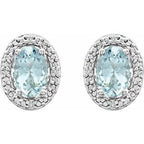 Oval 4-Prong Halo-Style Earrings