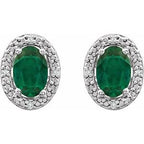 Oval 4-Prong Halo-Style Earrings