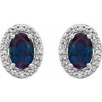 Oval 4-Prong Halo-Style Earrings