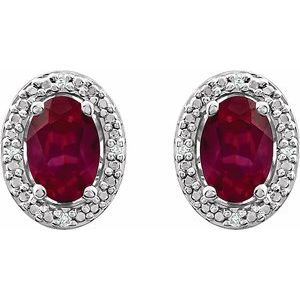 Oval 4-Prong Halo-Style Earrings