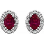 Oval 4-Prong Halo-Style Earrings