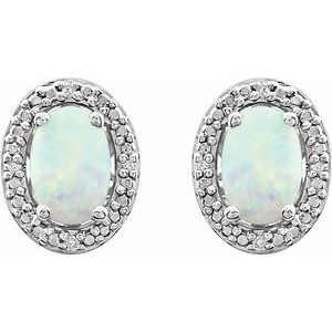 Oval 4-Prong Halo-Style Earrings