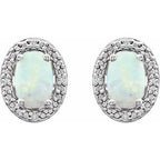 Oval 4-Prong Halo-Style Earrings