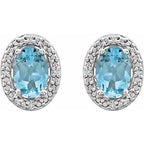 Oval 4-Prong Halo-Style Earrings