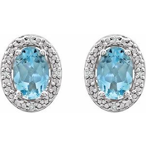 Oval 4-Prong Halo-Style Earrings