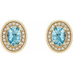 Oval 4-Prong Halo-Style Earrings