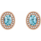 Oval 4-Prong Halo-Style Earrings