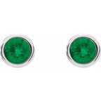 Round Bezel-Set Birthstone Stud Earrings
