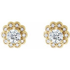 Round 4-Prong Halo-Style Earrings