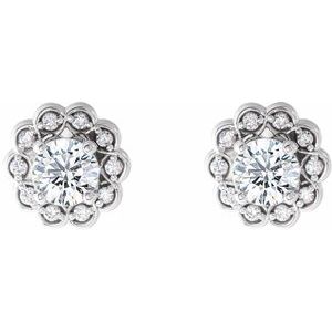 Round 4-Prong Halo-Style Earrings