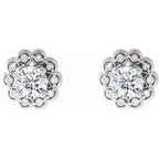 Round 4-Prong Halo-Style Earrings