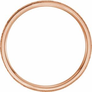 Milgrain Edge Comfort-Fit Flat Band with Hammer Finish