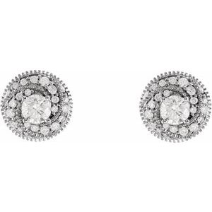Round Halo-Style Earrings