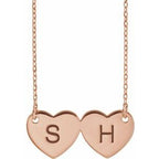 Engravable Double Heart Necklace or Center