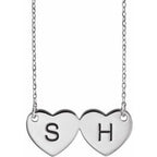 Engravable Double Heart Necklace or Center