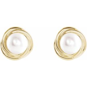 Button Pearl Knot Earrings