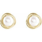 Button Pearl Knot Earrings