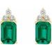 Emerald 4-Prong Accented Earrings