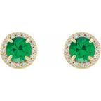 Round 4-Prong Halo-Style Earrings