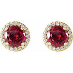Round 4-Prong Halo-Style Earrings