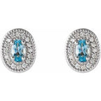 Oval 4-Prong Halo-Style Earrings