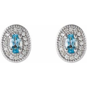 Oval 4-Prong Halo-Style Earrings