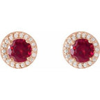 Round 4-Prong Halo-Style Earrings