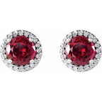 Round 4-Prong Halo-Style Earrings