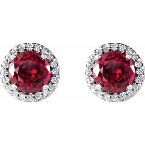 Round 4-Prong Halo-Style Earrings