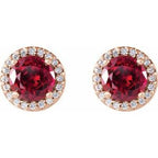Round 4-Prong Halo-Style Earrings