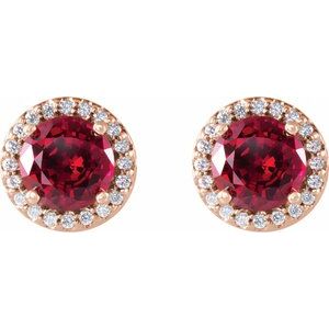 Round 4-Prong Halo-Style Earrings