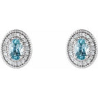Oval 4-Prong Halo-Style Earrings