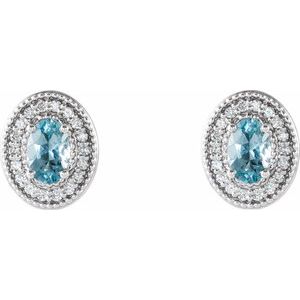 Oval 4-Prong Halo-Style Earrings