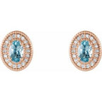 Oval 4-Prong Halo-Style Earrings