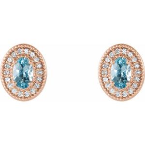 Oval 4-Prong Halo-Style Earrings