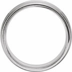 Single Sided Stepped Beveled-Edge Comfort-Fit Half Round Band with Bead Blast Finish
