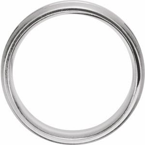 Single Sided Stepped Beveled-Edge Comfort-Fit Half Round Band with Bead Blast Finish