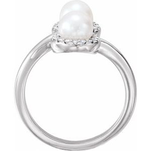 Two-Stone Halo-Style Pearl Ring