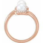 Two-Stone Halo-Style Pearl Ring